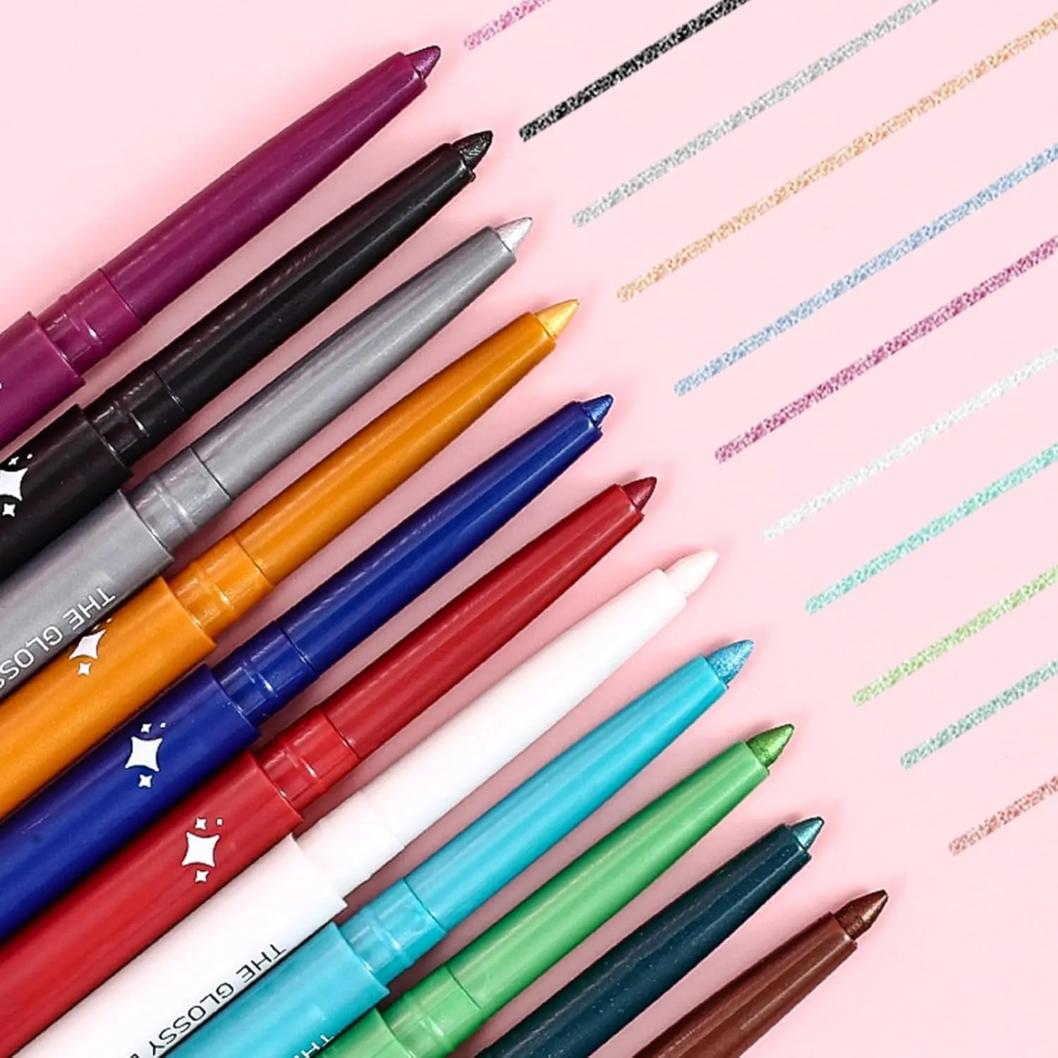12 Color Glossy Eyeliner Gel Pencil Eyebrow Pen Makeup Proof Long Lasting 0.2ml Makeup Gel (White, One Size)