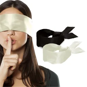 2 pcs Silk Satin Blindfold Eye Cover Silk Sleeping mask Valentine Gift 155cm / 62” (Black Pearl) Black pearl