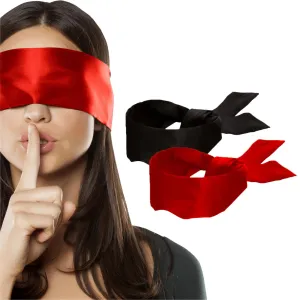 2 pcs Silk Satin Blindfold Eye mask for Sleeping Games 155cm / 62” Silk Eye Covers Satin Sleep mask (Black Red) Black red