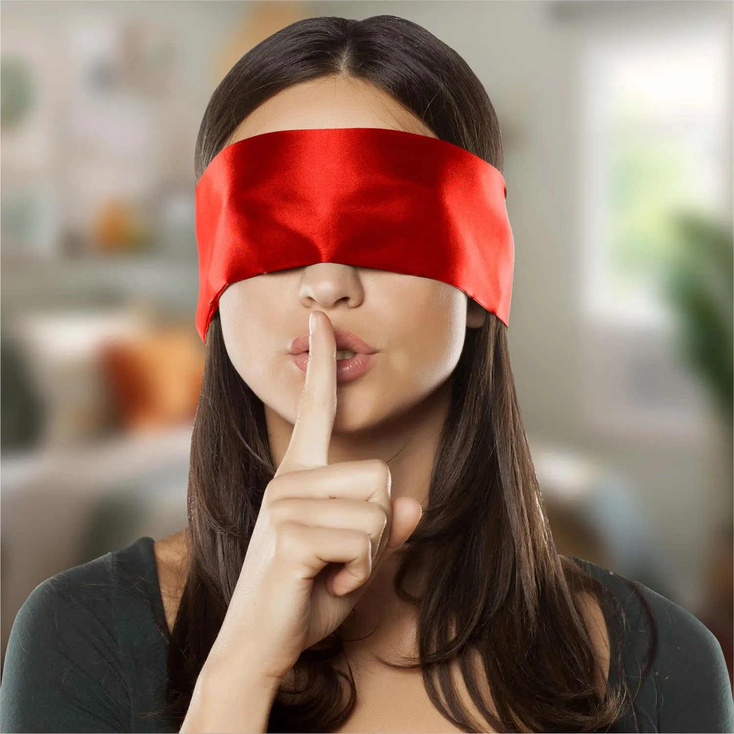 2 pcs Silk Satin Blindfold Eye mask for Sleeping Games 155cm / 62” Silk Eye Covers Satin Sleep mask (Black Red) Black red