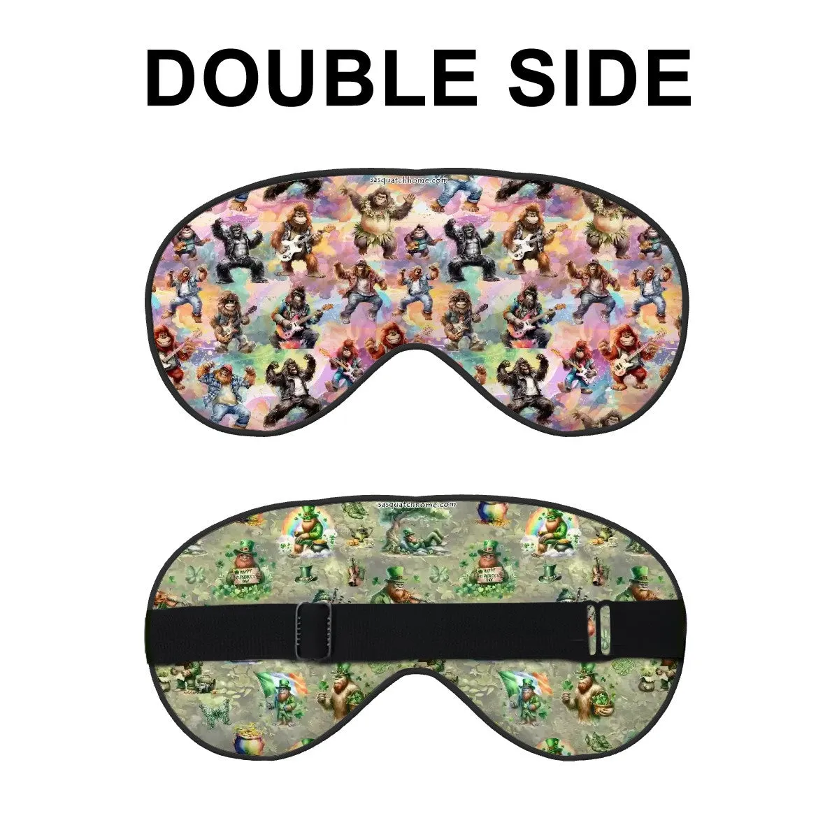 2 Sided Soft Eye Sleep Mask – Sasquatch St. Patrick / Irish   Bigfoot Valentine Love