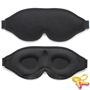 2023 Innovative Sleep Mask for Men and Women, Trilancer 3D 100% Light Blocking Design, Comfortable Eye mask, Blackout Blindfold for Sleeping, Nap, Meditation, Travel, with Earplugs (Black) Black