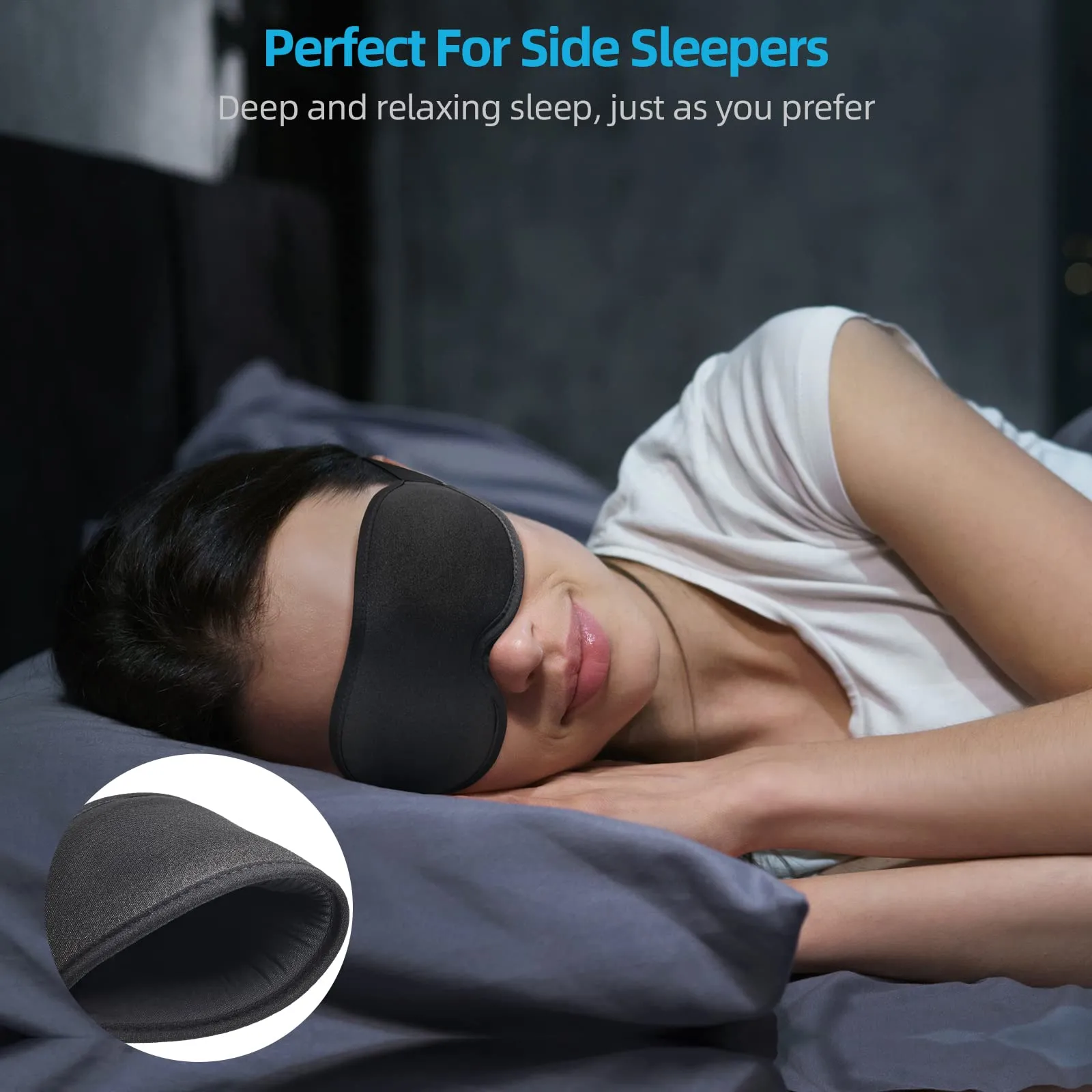 2023 Innovative Sleep Mask for Men and Women, Trilancer 3D 100% Light Blocking Design, Comfortable Eye mask, Blackout Blindfold for Sleeping, Nap, Meditation, Travel, with Earplugs (Black) Black