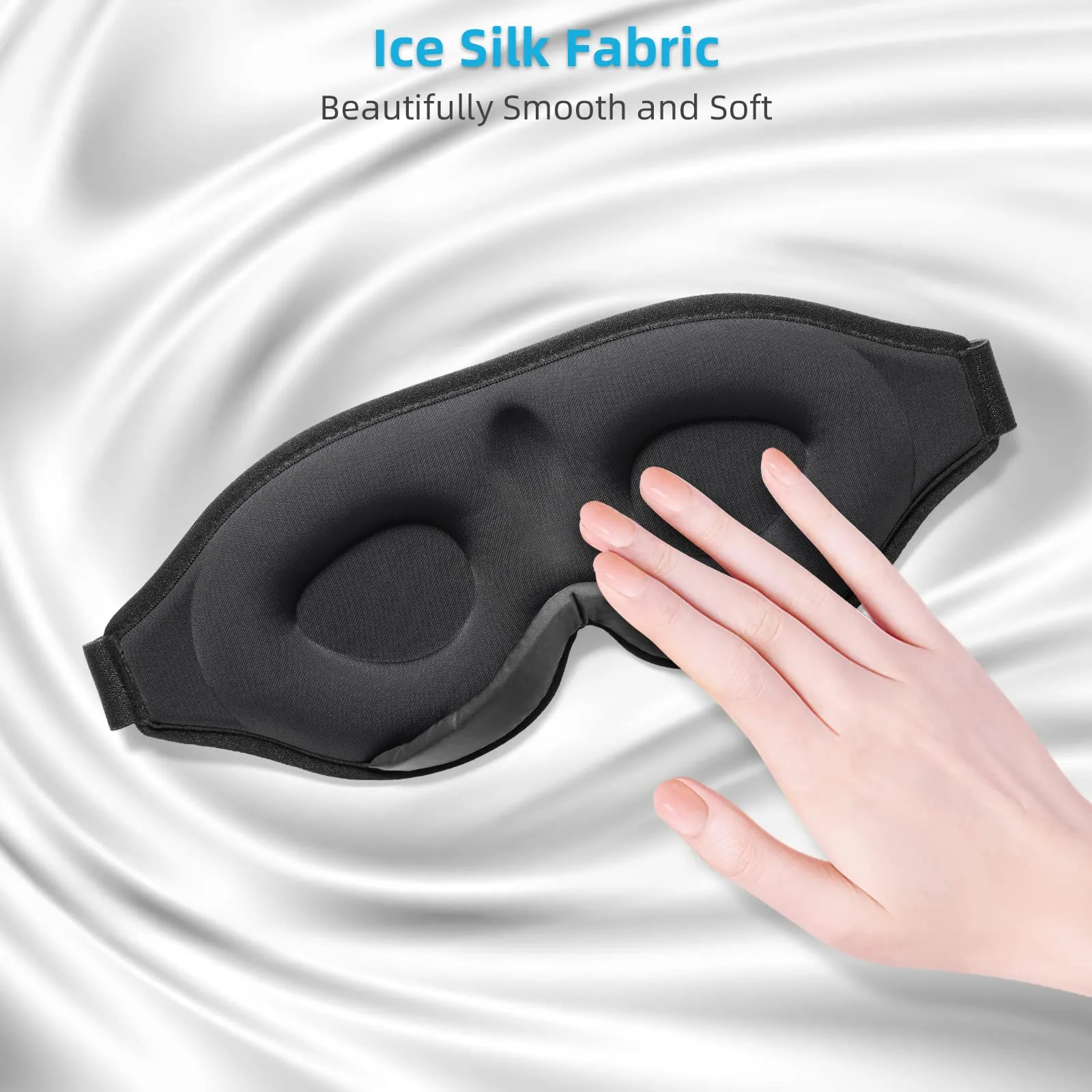 2023 Innovative Sleep Mask for Men and Women, Trilancer 3D 100% Light Blocking Design, Comfortable Eye mask, Blackout Blindfold for Sleeping, Nap, Meditation, Travel, with Earplugs (Black) Black