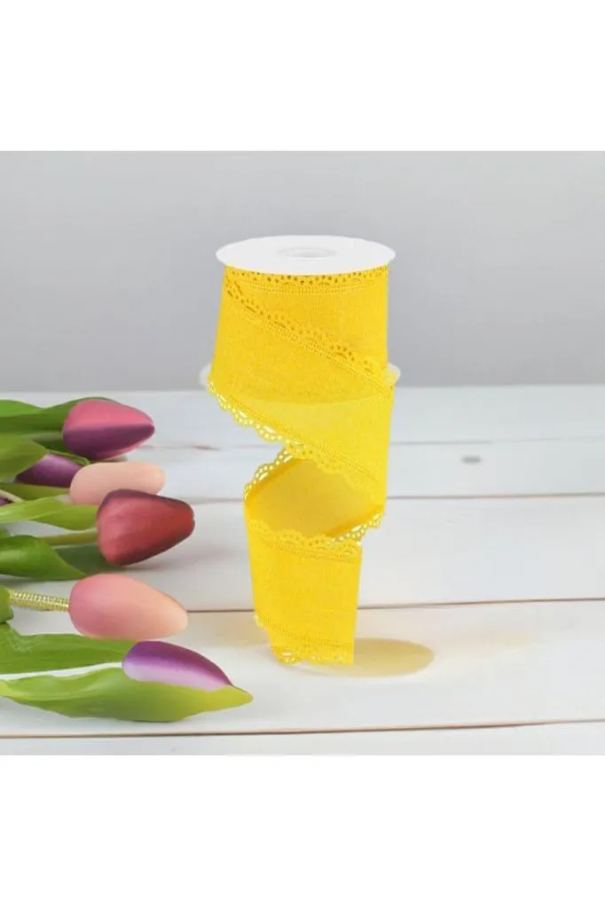 2.5" Scalloped Edge Ribbon: Sun Yellow