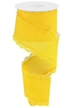 2.5" Scalloped Edge Ribbon: Sun Yellow