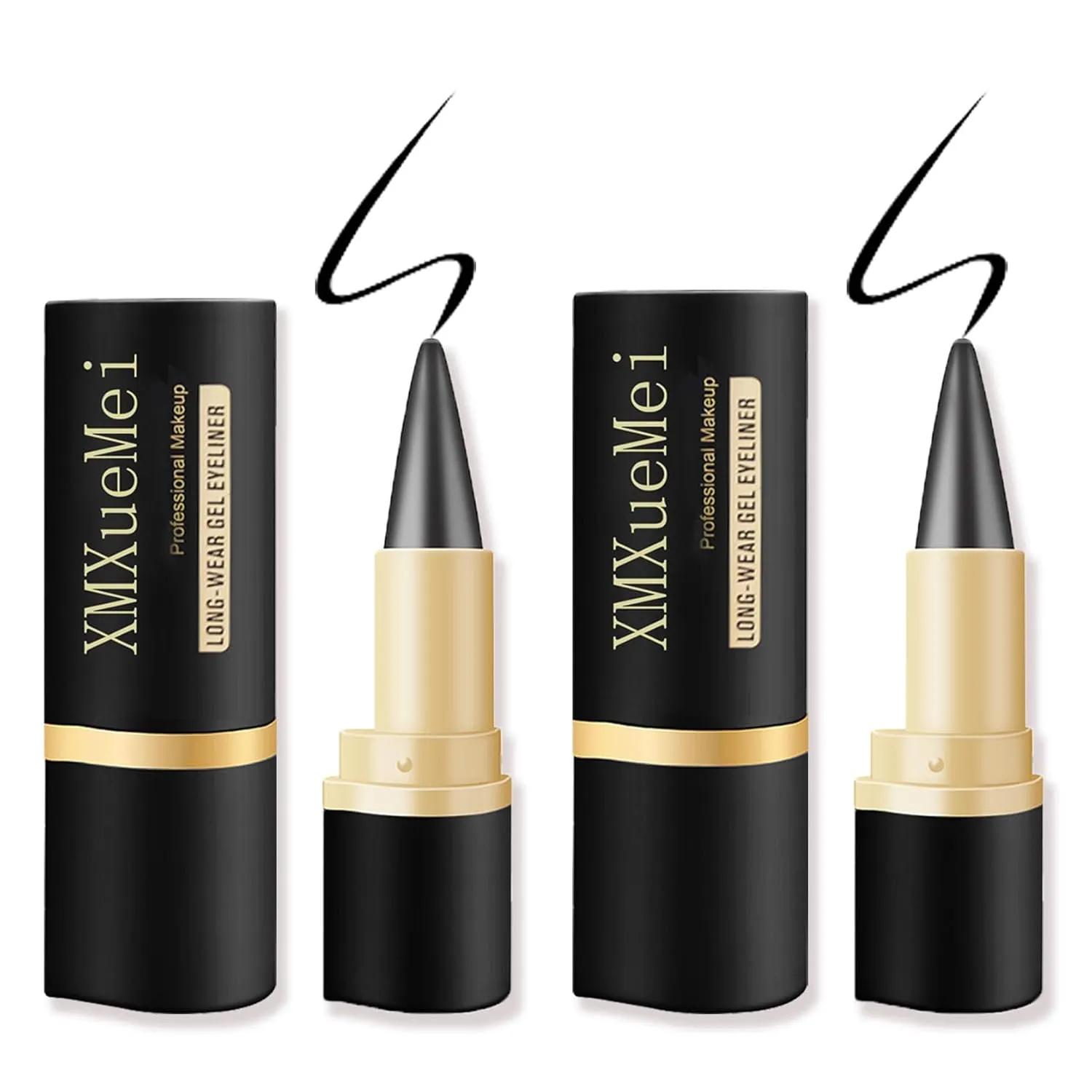 2PCS Gel Eyeliner Pencil, Natural Black Eyeliner Cream for Waterline, Liquid Eye Liner Waterproof Smudge Proof, Long Lasting Daily Black eye liner for Goth Halloween Makeup