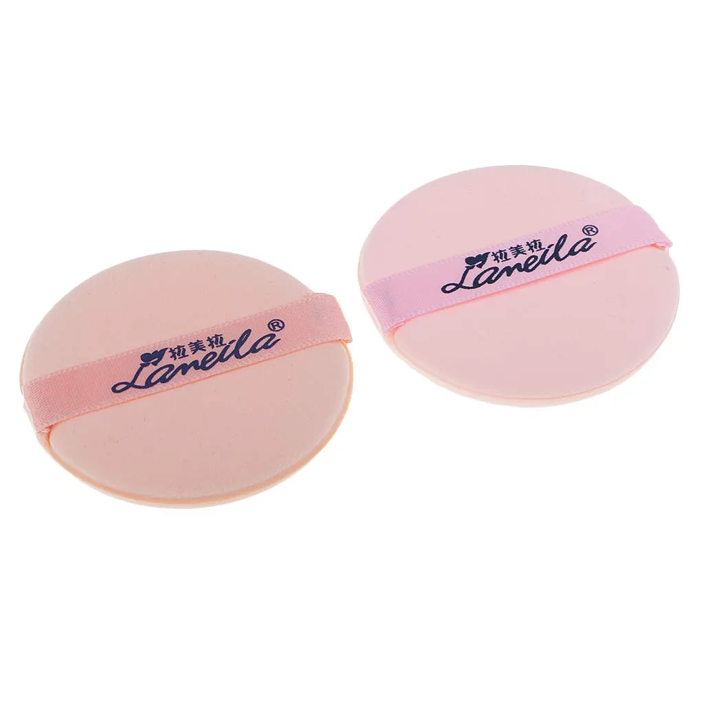 2pcs Round Foundation Puff Loose Powder Face Makeup Applicator Set for Skin-Friendly Perfect Match with Baby Talcum Powder Parties - Bridal Must-have Makeup Sponge PuffBlend Tool