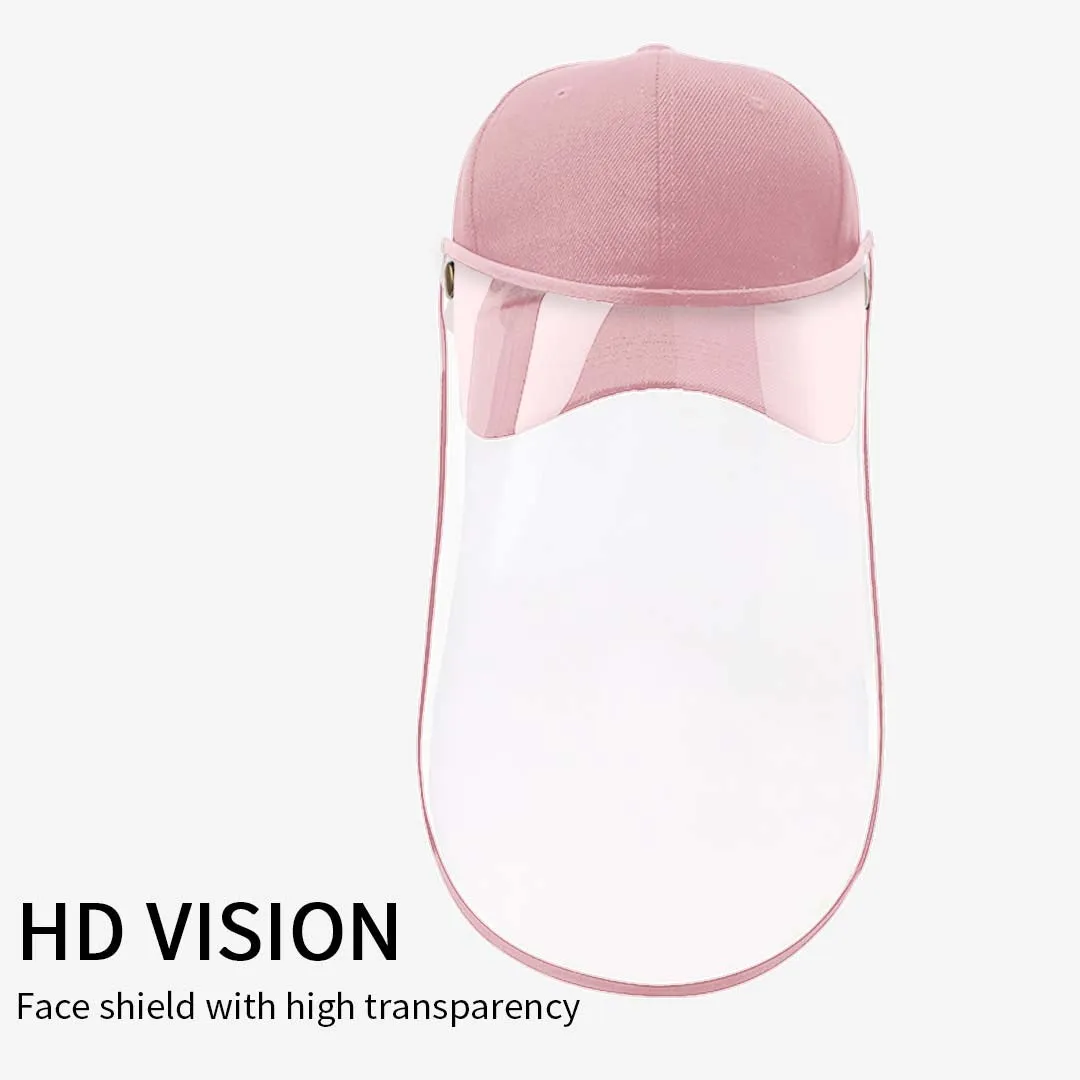 2X Outdoor Protection Hat Anti-Fog Pollution Dust Protective Cap Full Face HD Shield Cover Kids Pink