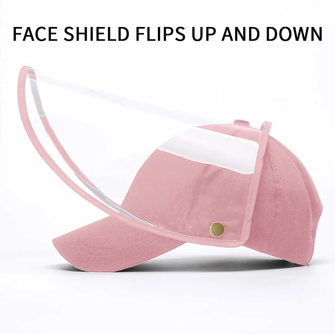 2X Outdoor Protection Hat Anti-Fog Pollution Dust Protective Cap Full Face HD Shield Cover Kids Pink