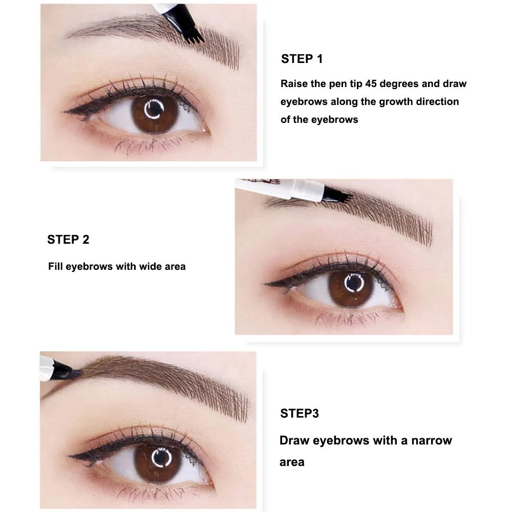 3D Eyebrow Tattoo Pen, Waterproof Long Lasting Microblading Eyebrow Pencil with a Micro-Fork Tip Applicator for Eyes Makeup/Creating Natural Looking Brows Effortlessly and Stays on All Day