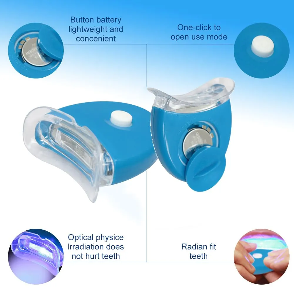 3ml Teeth Whitening Gels Kit 10pcs 44% Carbamide Peroxide Bleaching Gel 0.1oz Refill Gel with Teeth Whitener Lamp Blue LED Light and Teeth Whitening Trays