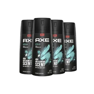 4-Count AXE Apollo Body Spray Deodorant for Long-Lasting Odor Protection Via Amazon