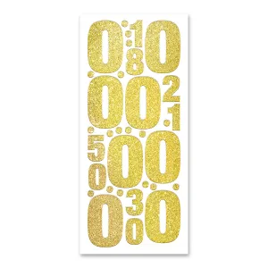 50mm   25mm Number 0 Glitter Gold Vinyl Peel Off Stickers