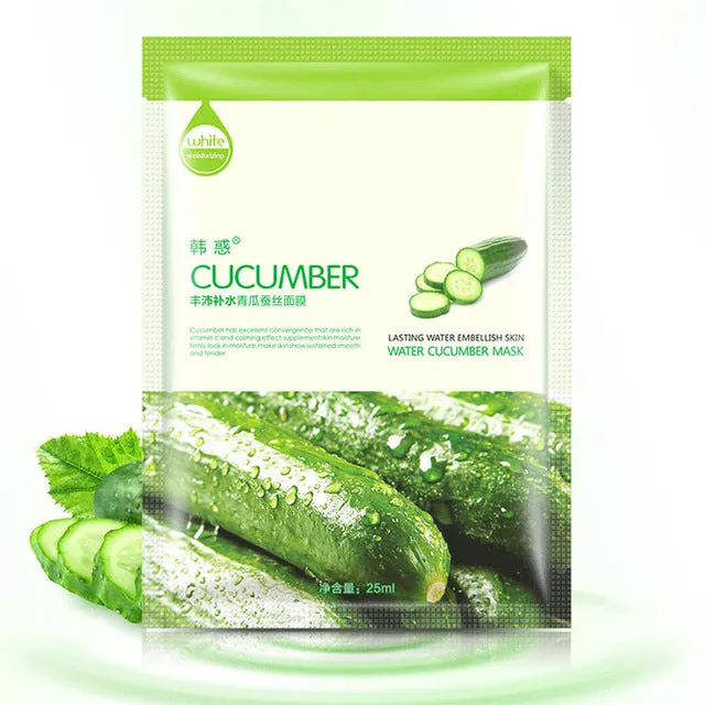5Pcs HanHuo Acerola GreenTea Cucumber Aloe Pearl Cubilose Face Mask Skin Care Facial Mask White Moisturizing Oil Control