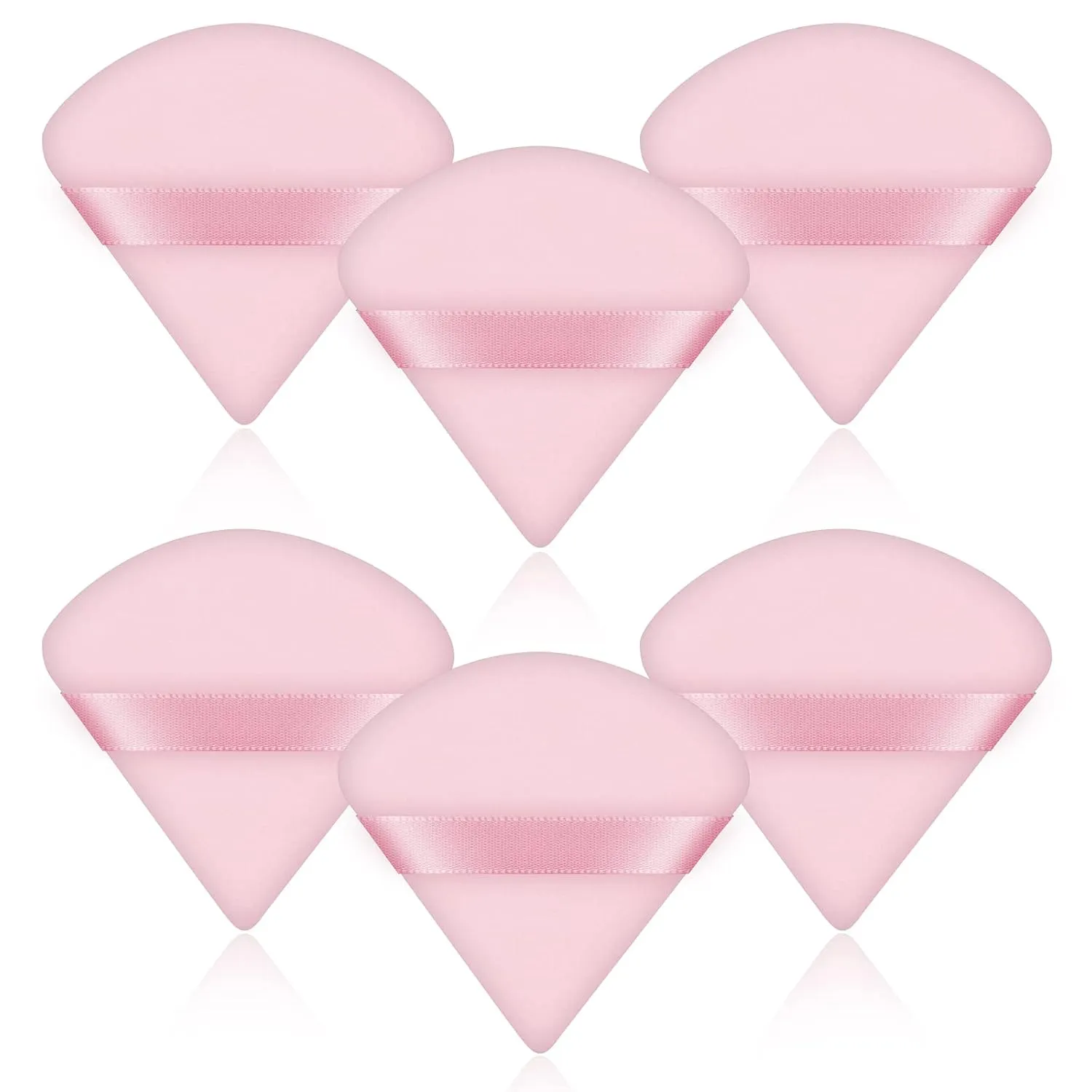 6 Pieces Powder Puff Face Soft Triangle, Cotton Powder Puff Face, Wedge Makeup Powder Puff for Loose and Body Powde, Dry and Wet Makeup Setting/Foundation/Blush/Concealer Makeup Sponge(Pink)