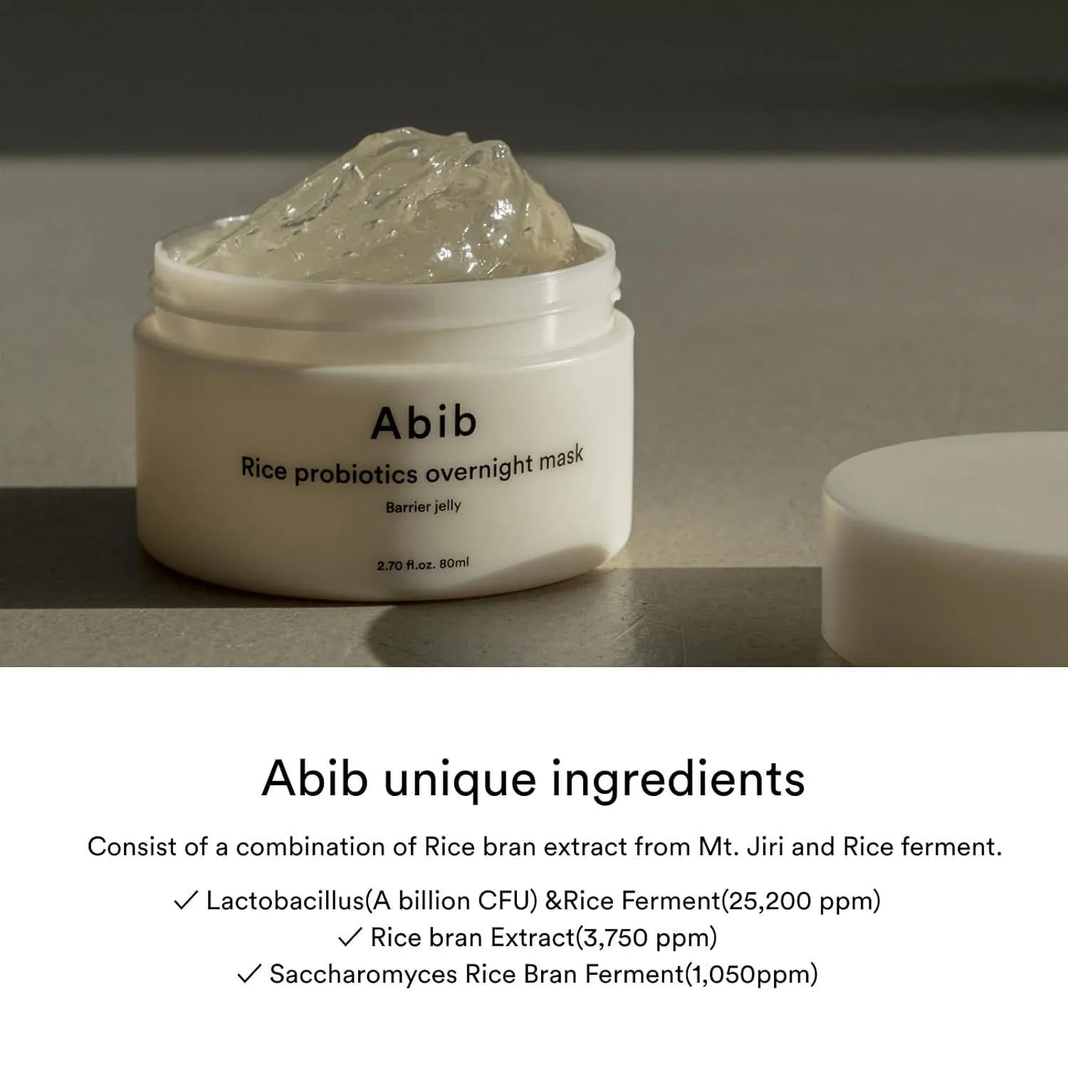 Abib Rice Probiotics Overnight Mask Barrier Jelly 阿彼芙米萃益生菌涂抹式睡眠面膜 80mL
