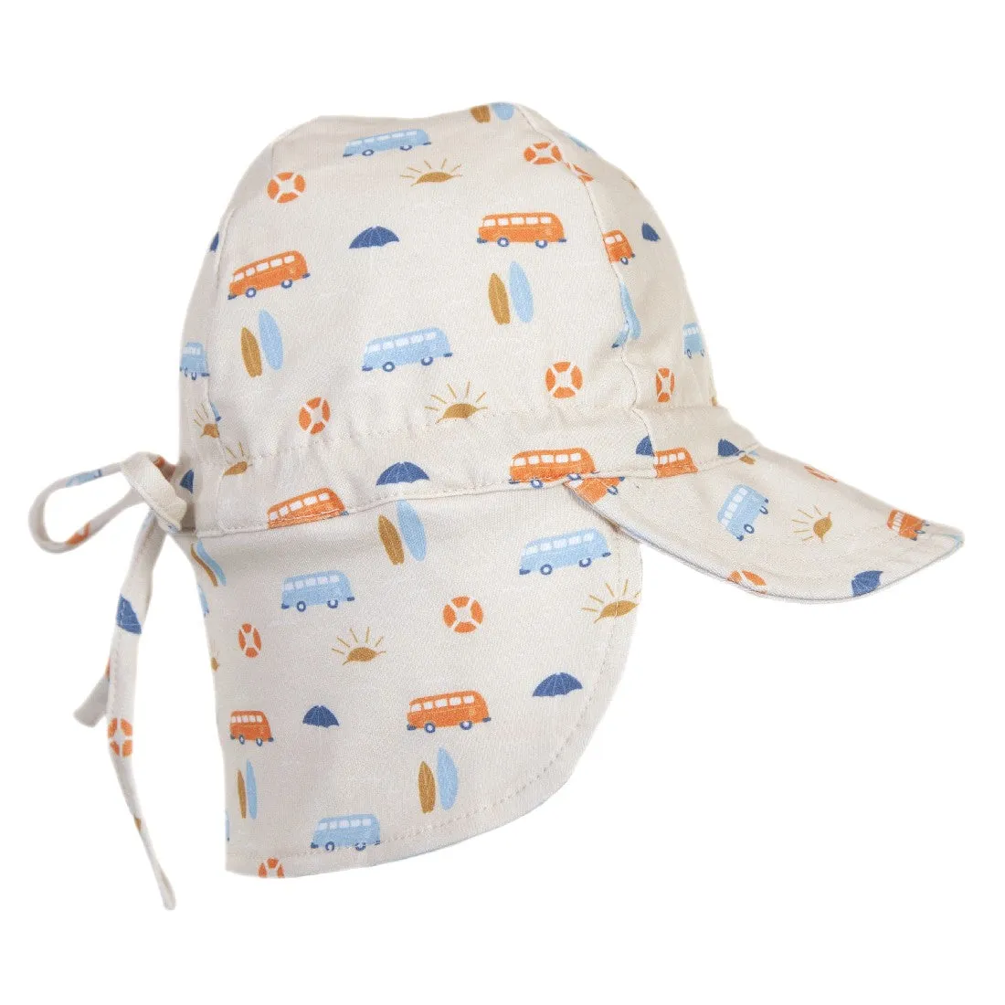 ACORN KIDS - SUNRISE SURFER FLAP HAT: NATURAL/MULTI