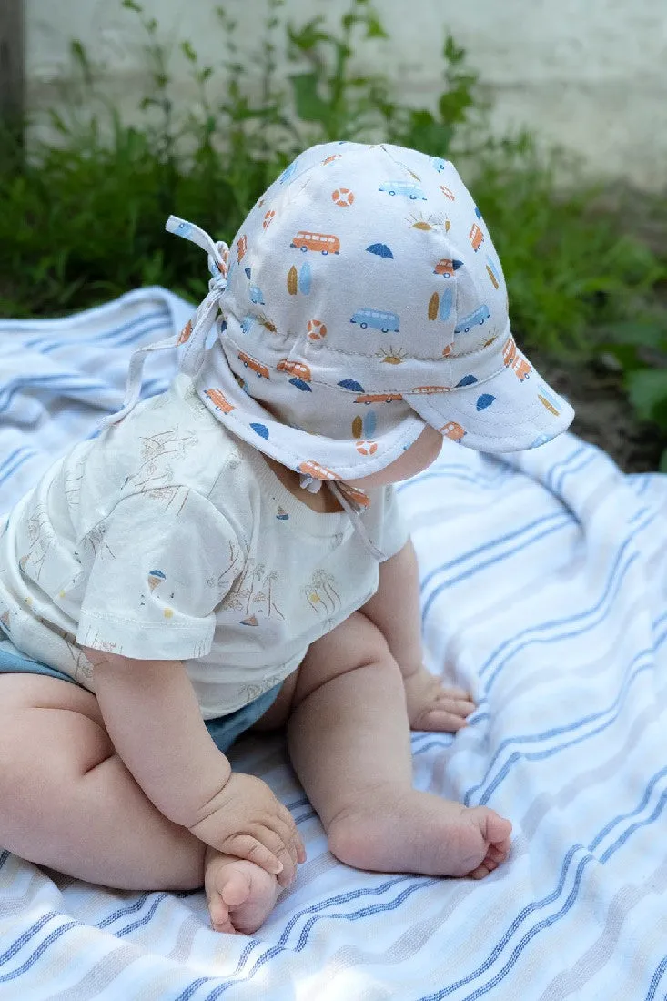 ACORN KIDS - SUNRISE SURFER FLAP HAT: NATURAL/MULTI