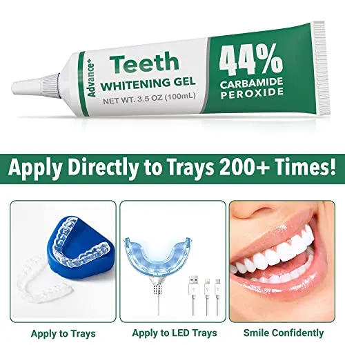 Advance  Teeth Whitening Gel for Trays Refill Tube, 44% Carbamide Peroxide, 100ml (1 Tube = 33 Syringes!), Lasts 12 Months & Beyond, Free Pen Included!