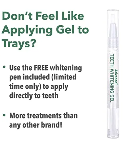 Advance  Teeth Whitening Gel for Trays Refill Tube, 44% Carbamide Peroxide, 100ml (1 Tube = 33 Syringes!), Lasts 12 Months & Beyond, Free Pen Included!