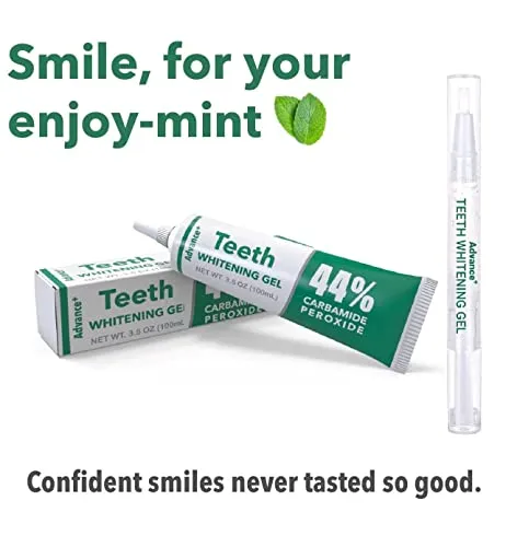 Advance  Teeth Whitening Gel for Trays Refill Tube, 44% Carbamide Peroxide, 100ml (1 Tube = 33 Syringes!), Lasts 12 Months & Beyond, Free Pen Included!