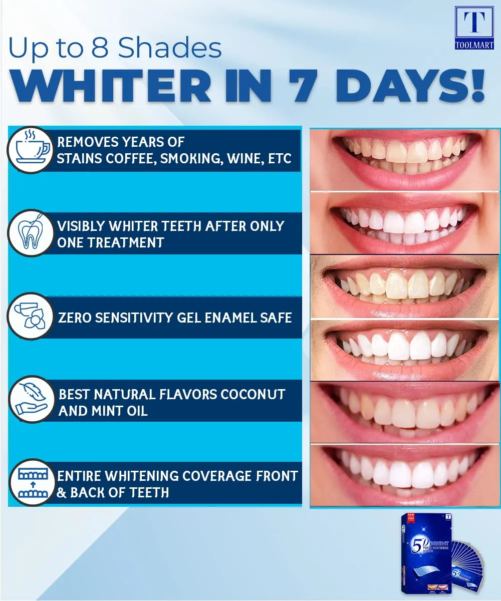 Advanced 5D Teeth Whitening Strips for Sensitive Tooth 14 Sessions for 5D White