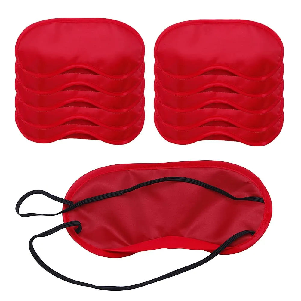 AKOAK 10 Pieces Game Party Sleep Travel Eye Mask, Lightweight Shading Eye Protection Rest Eye Mask, with Nose Pad and Adjustable Strap, Unisex (Red)