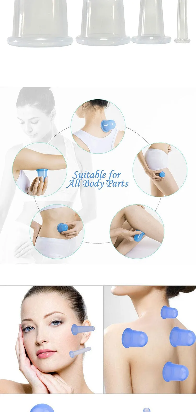 Anti Cellulite Massager Cupping Therapy Massage Sets Silicone Vacuum Suction Cupping Cups