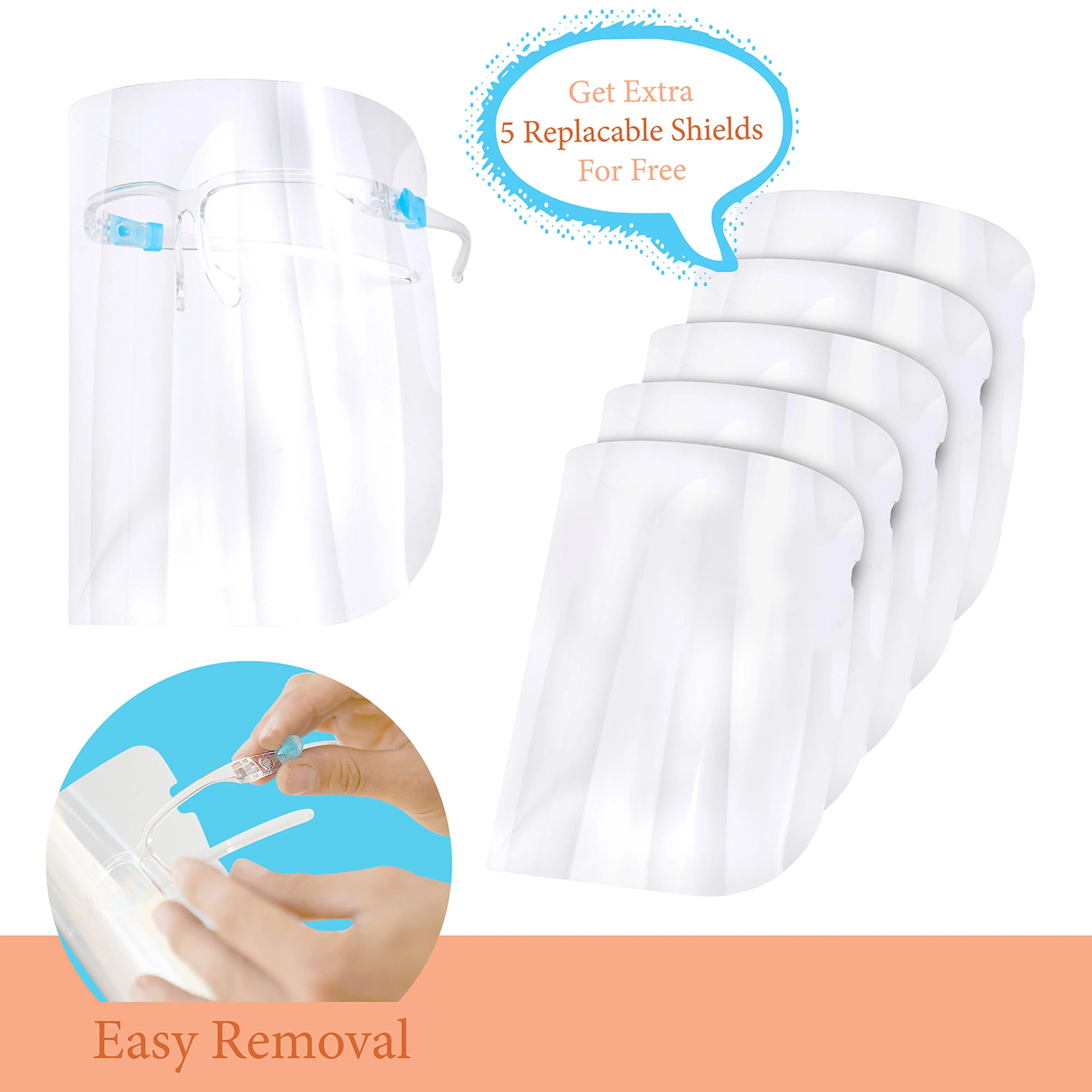 Anti Fog Protection Shield with 5 Interchangeable Films