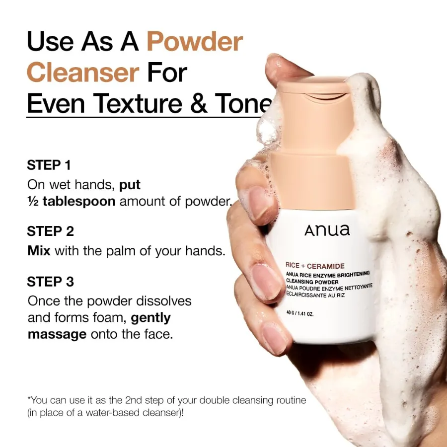 ANUA Rice Enzyme Brightening Cleansing Powder, 40g/ 1.41oz