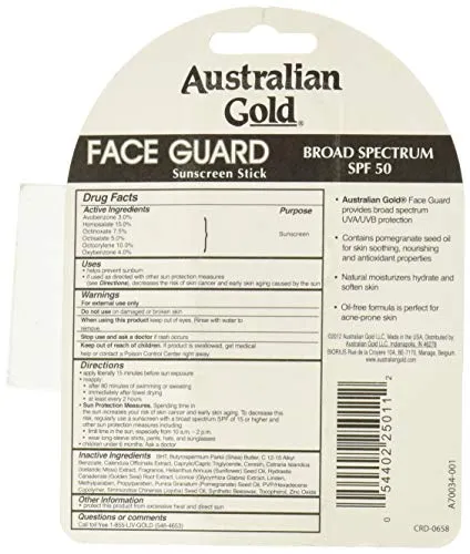 Australian Gold SPF 50  Face Guard, 0.5 Ounce (Pack of 2)