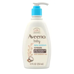Aveeno Baby Daily Moisturizing Cream with Prebiotic Oat, Hypoallergenic Baby Lotion with Coconut Oil & Shea Butter Moisturizes Sensitive Skin for 24 Hours, Gentle Coconut Scent, 12 fl. oz C27