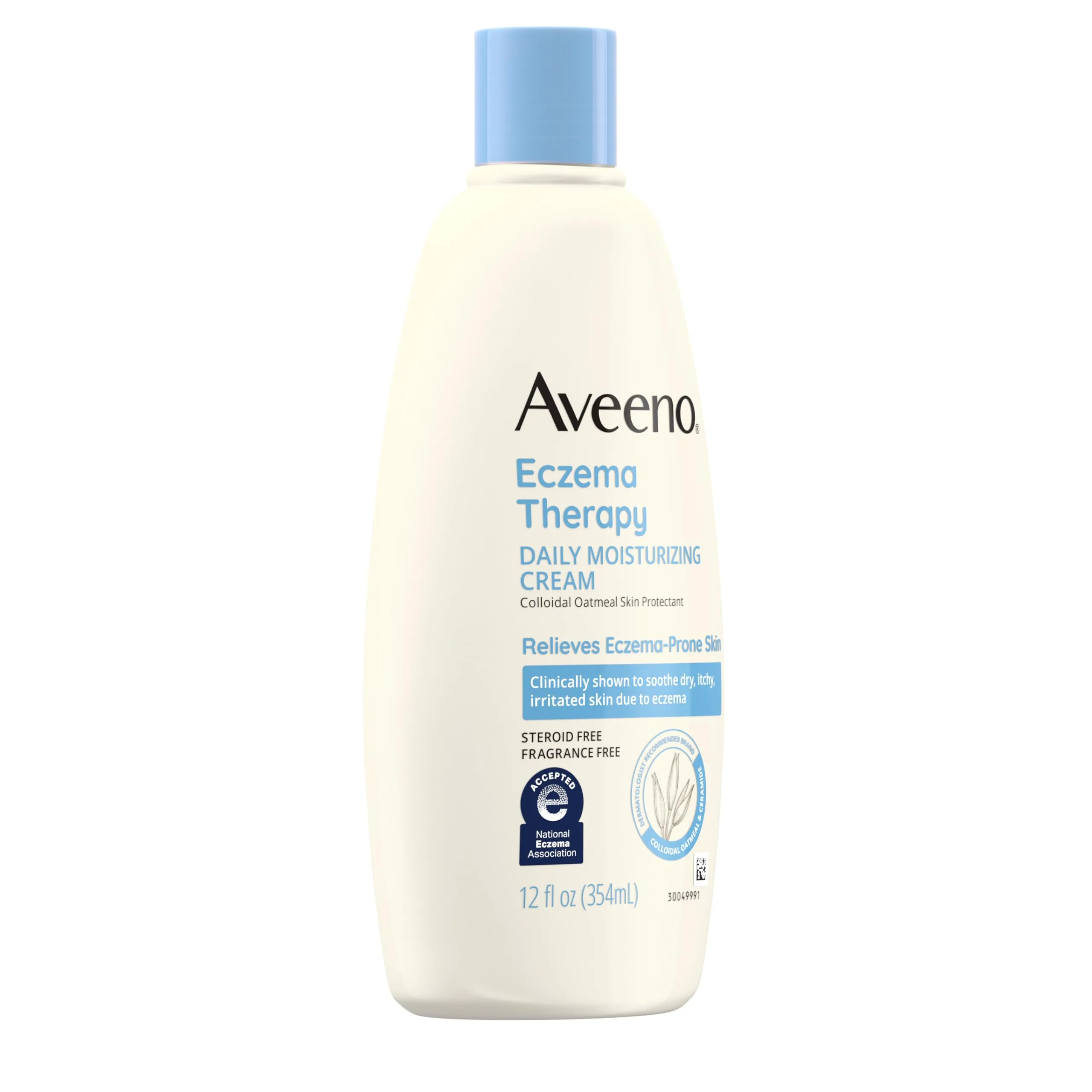 Aveeno Eczema Therapy Daily Moisturizing Cream for Sensitive Skin, Soothing Eczema Relief Cream for Itchy, Dry Skin, Fragrance-Free Itch Cream, 12 FL OZ