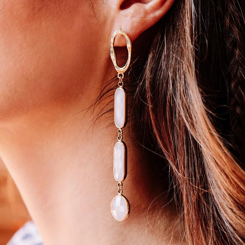 Azaria Long Crystal Gold Earrings