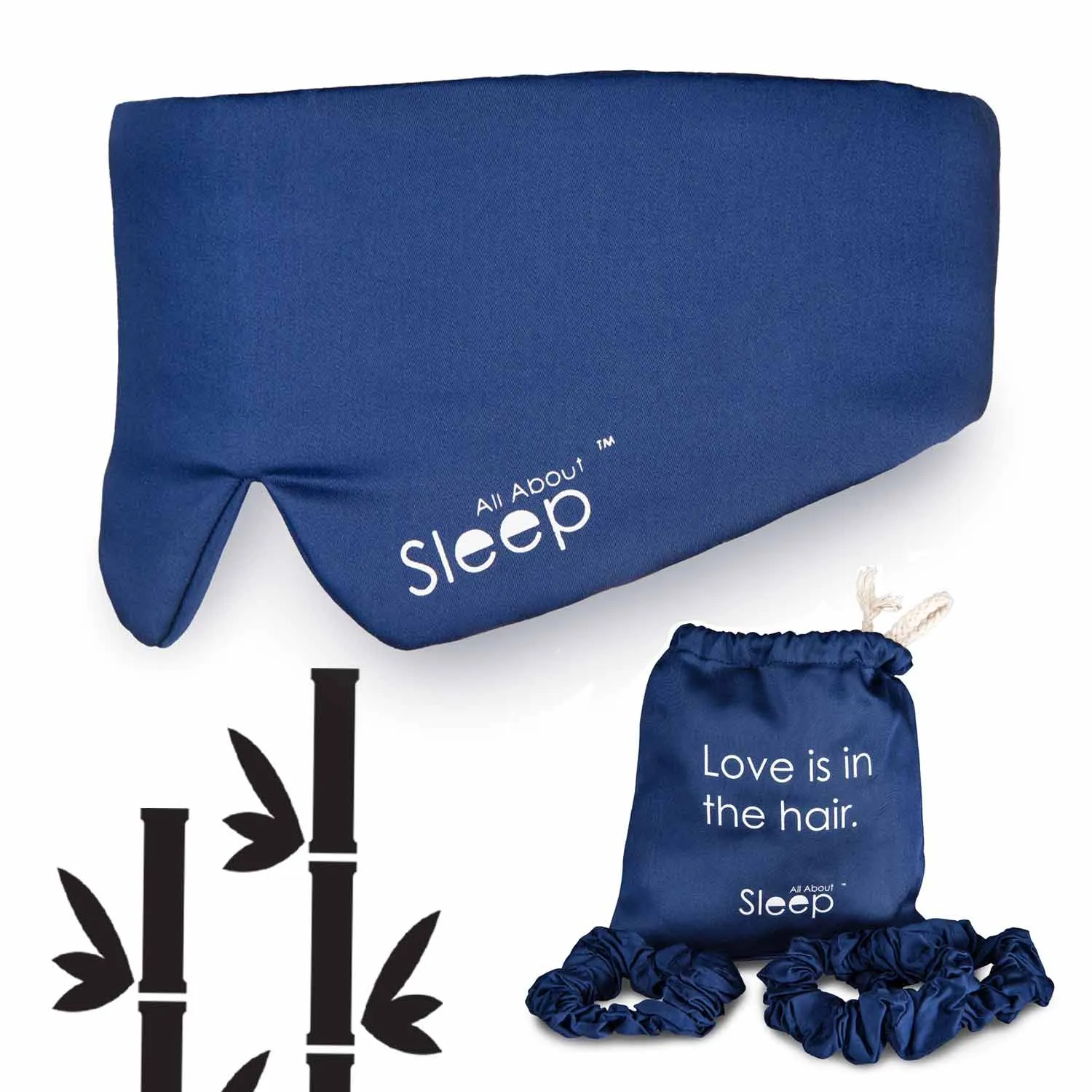 Bamboo Sleep Mask & Matching Sleep Scrunchie Set: Organic, Vegan Silk
