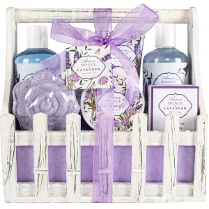 Bath Spa Basket Gift Set, with Lavender & Jasmine Scent, Home Spa Gift Basket Kits for Women, Includes Body Lotion, Shower Gel, Bath Salts, Bubble Bath, Body Mist, Bath Soap, Bath Bomb, 8 PCS