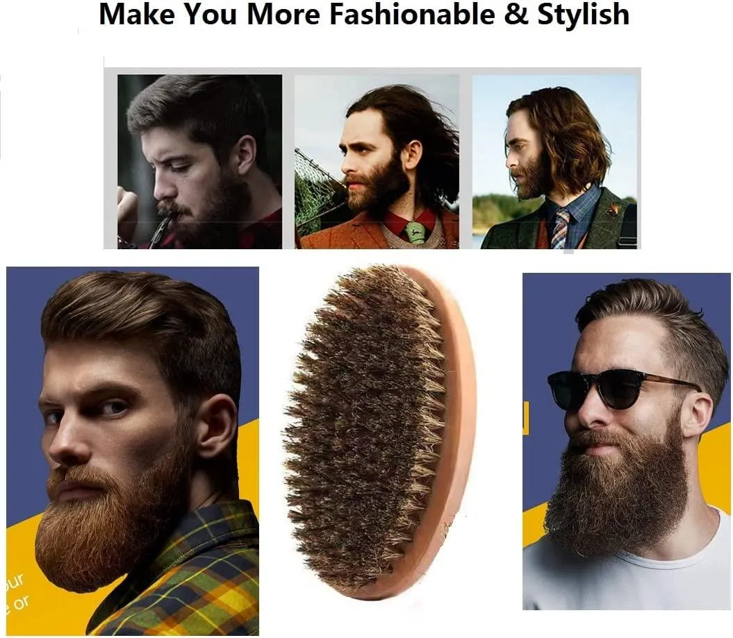 Beard Brush For Men With First Cut Boar Bristles. With Firm Bristles To Tame and Soften Your Facial Hair