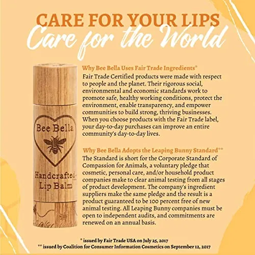 Bee Bella Lip Balm Variety Pack Gift Set, Cherry, Pomegranate Mango, Vanilla Bean, Peppermint, & Lavender Vanilla, 5 Pack - Hydrating, Moisturizing, Natural, Organic Beeswax, Vitamin E, Made in USA