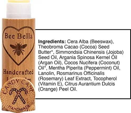 Bee Bella Lip Balm Variety Pack Gift Set, Cherry, Pomegranate Mango, Vanilla Bean, Peppermint, & Lavender Vanilla, 5 Pack - Hydrating, Moisturizing, Natural, Organic Beeswax, Vitamin E, Made in USA