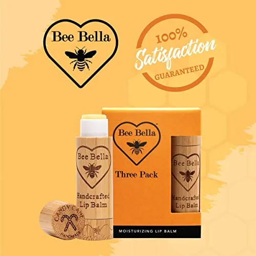 Bee Bella Lip Balm Variety Pack Gift Set, Cherry, Pomegranate Mango, Vanilla Bean, Peppermint, & Lavender Vanilla, 5 Pack - Hydrating, Moisturizing, Natural, Organic Beeswax, Vitamin E, Made in USA
