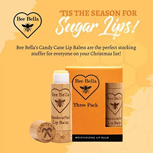 Bee Bella Lip Balm Variety Pack Gift Set, Cherry, Pomegranate Mango, Vanilla Bean, Peppermint, & Lavender Vanilla, 5 Pack - Hydrating, Moisturizing, Natural, Organic Beeswax, Vitamin E, Made in USA