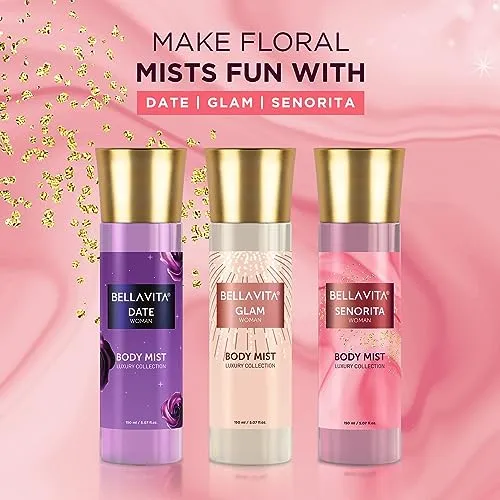 Bella Vita Luxury Senorita Women Body Spray Mist Perfume for Refreshing Floral & pomegranate Long Lasting Fragrance with Mint 150 Ml