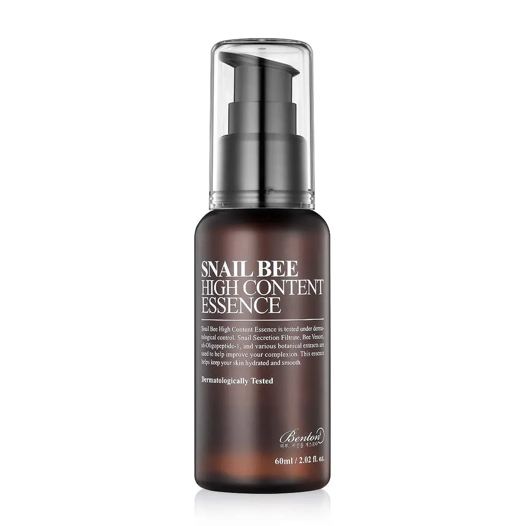 BENTON Snail Bee High Content Essence 60ml (2.02 fl. oz.) - Snail Secretion Filtrate & Bee Venom Contained Moisturizing Gel for Oily, Combination, Acne-Prone Skin, Dermatologically Tested