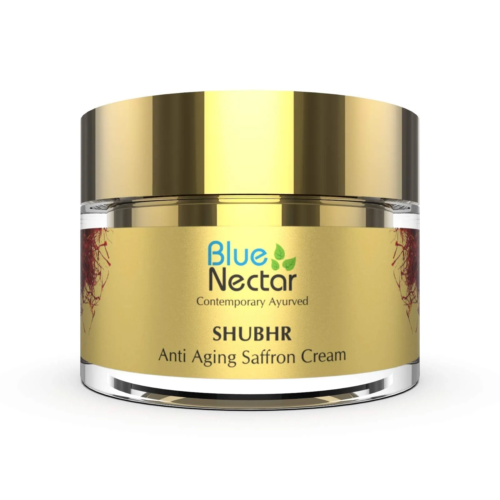 Blue Nectar Anti Aging Face Moisturizer - Natural Ayurvedic Saffron Cream for wrinkles and fine lines