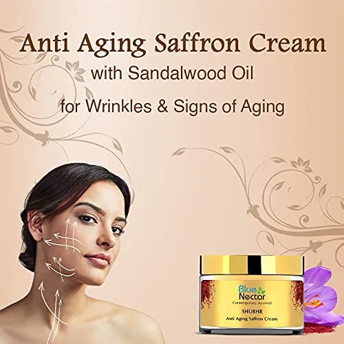 Blue Nectar Anti Aging Face Moisturizer - Natural Ayurvedic Saffron Cream for wrinkles and fine lines