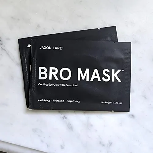 BRO MASK Under Eye Gel Pads: Cooling Eye Patches for Dark Circles and Puffiness | Anti Aging Hydrogel Eye Patch Set w/ Bakuchiol, Green Tea, Hyaluronic Acid, Caffeine, Niacinamide/Vitamin B3 -6 Pairs