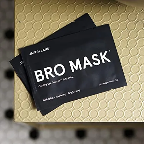 BRO MASK Under Eye Gel Pads: Cooling Eye Patches for Dark Circles and Puffiness | Anti Aging Hydrogel Eye Patch Set w/ Bakuchiol, Green Tea, Hyaluronic Acid, Caffeine, Niacinamide/Vitamin B3 -6 Pairs
