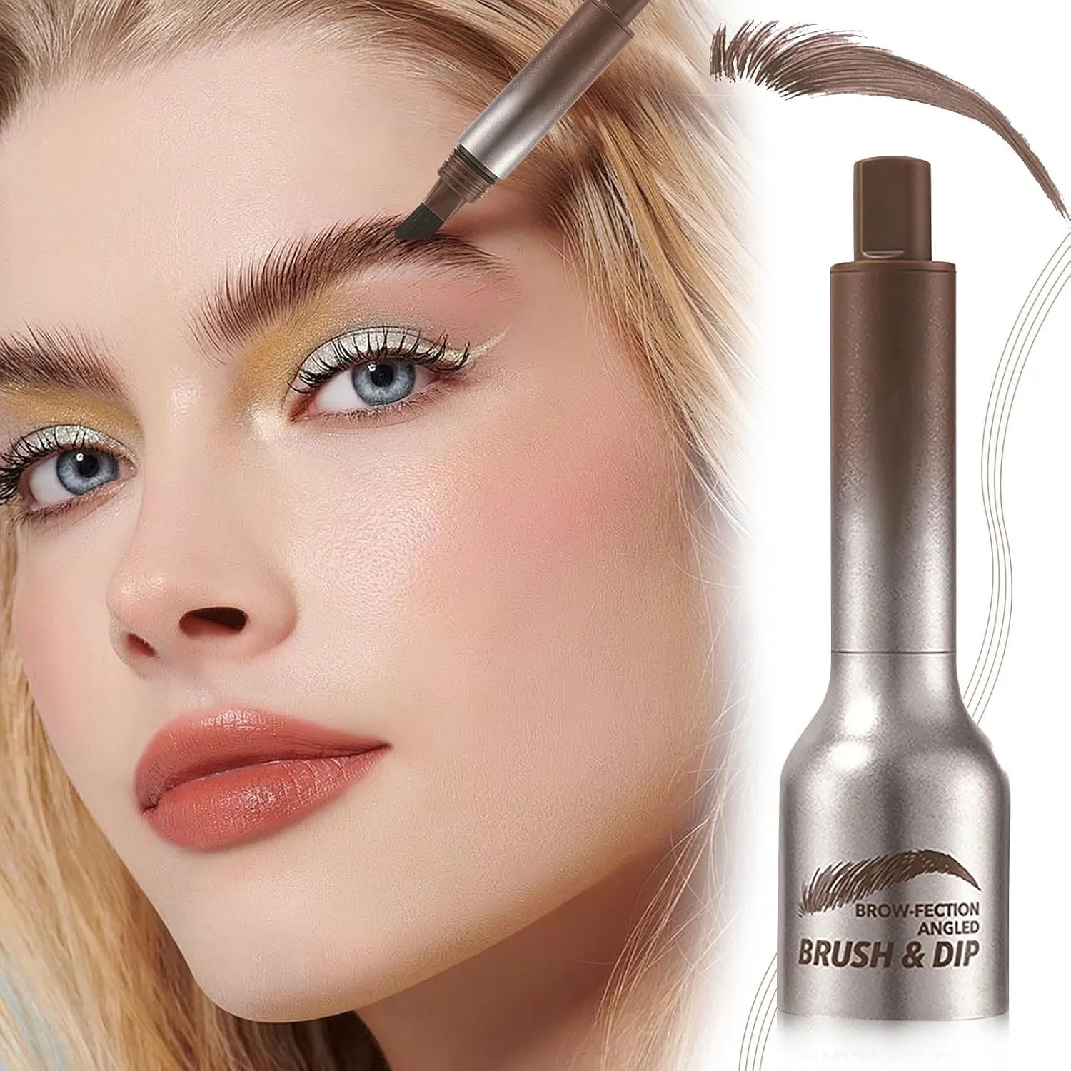 Brow Fection Angled Brush & Dip,Waterproof Eyebrow Pen,Smudge Proof Eyebrow Pencils For Eyebrows,Sideburns And Beard Liquid Eyebrow Brush Eyebrow Brush With Color Eye Brow Brush(Light Brown)