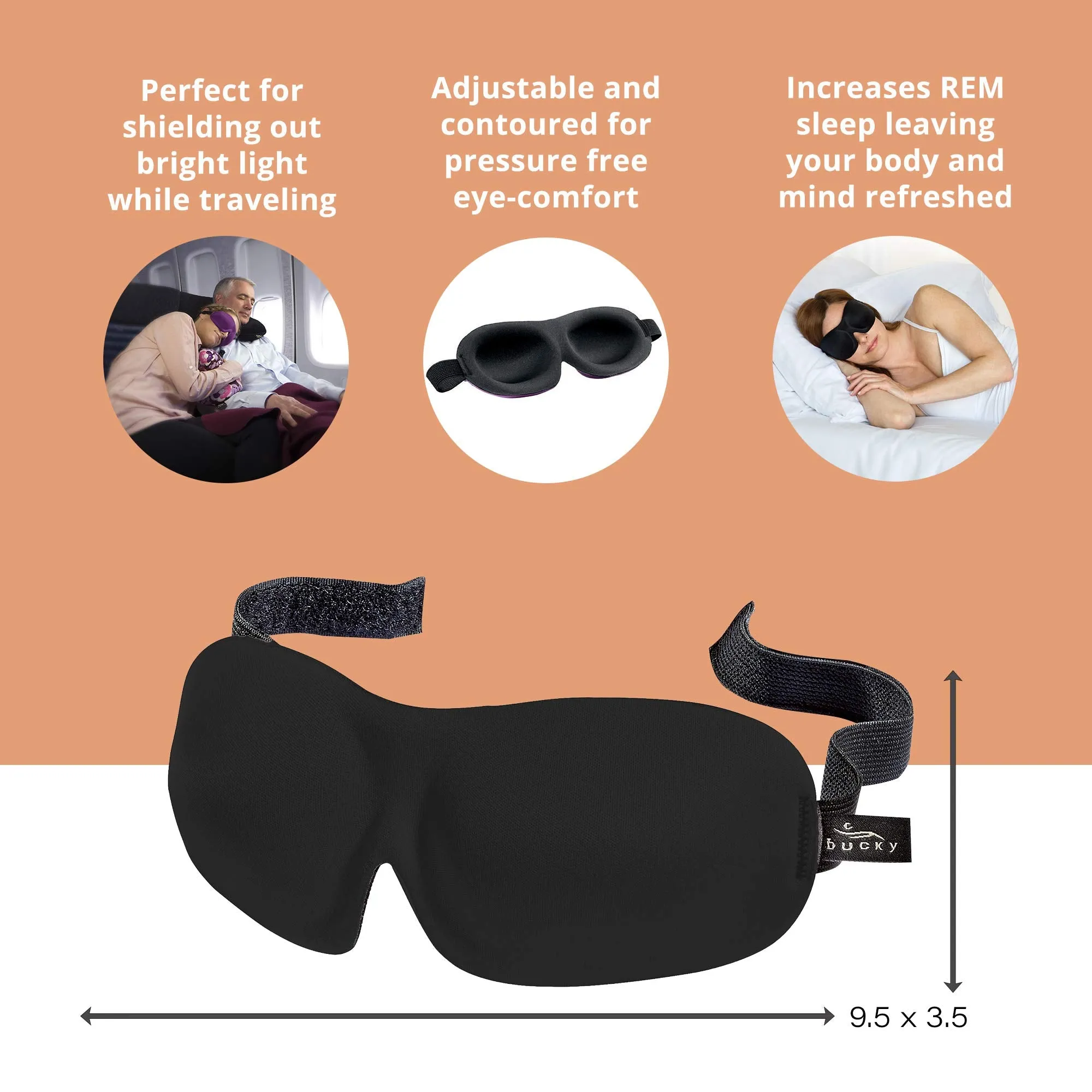 Bucky 40 Blinks No Pressure Eye Mask for Travel & Sleep, Aqua, One Size